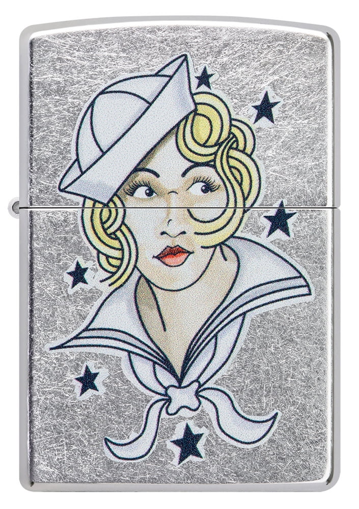 Zippo Sailor Girl Tattoo Design Street Chrome Pocket Lighter