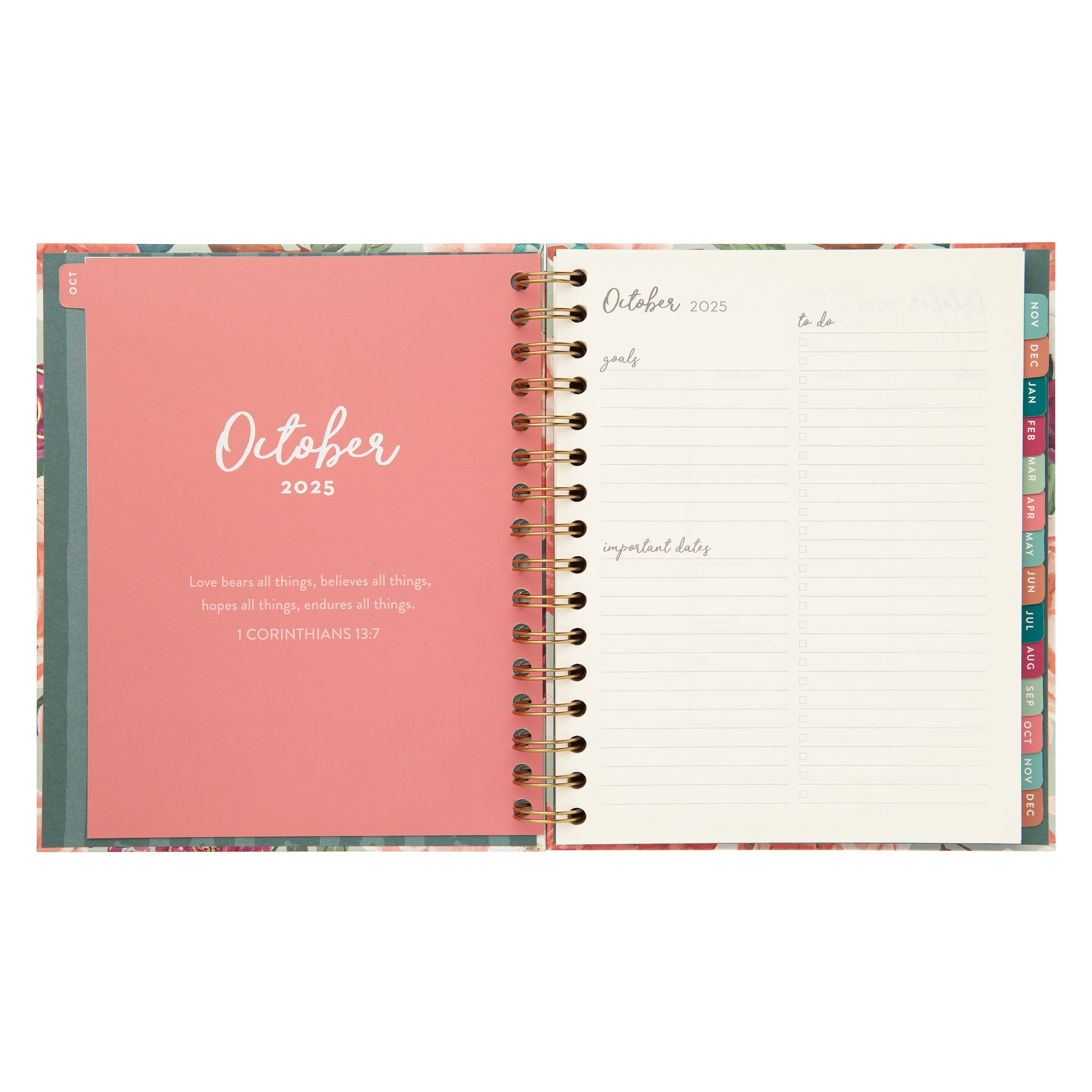 Mintgreen Monthly Weekly Medium (7.25"x 8.75") Sage Floral Scripture 15 Month Oct 2025-Dec 2026
