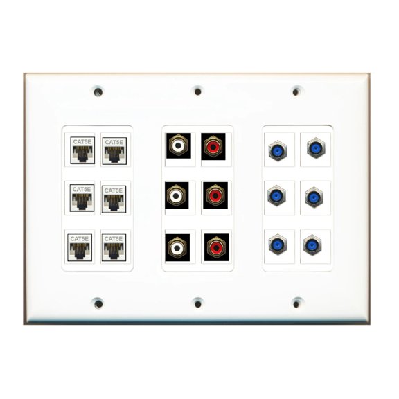 Ultra Spec Cables Custom Wall Plate White with up to 18 Keystone Ports