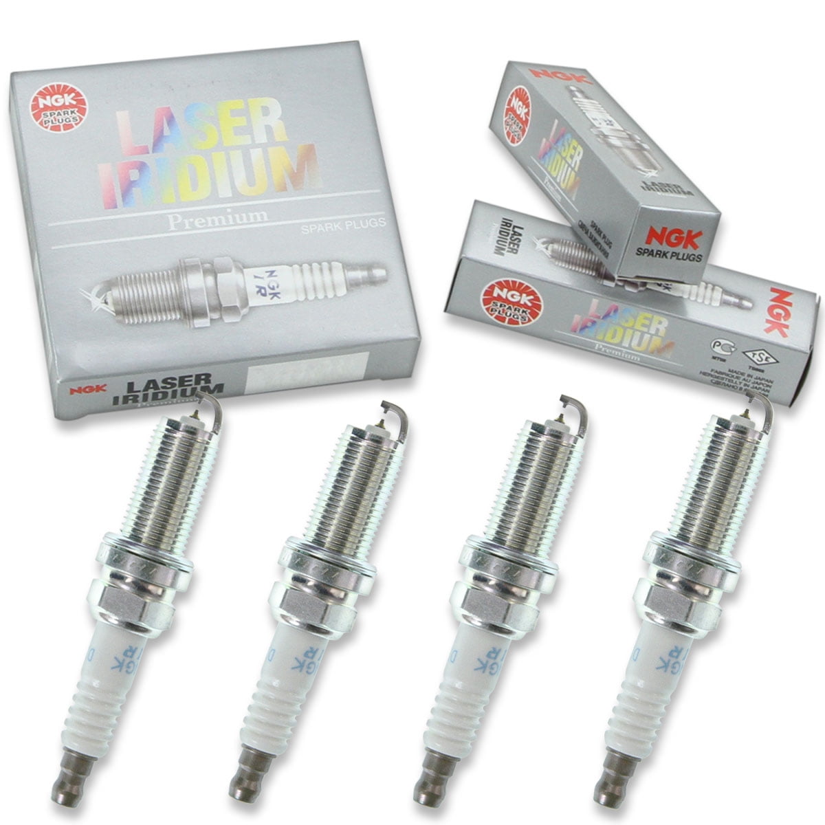4 pc NGK 92491 Laser Iridium Spark Plugs for 12290-RW0-003 4506 4704 9044 96309 IKH20TT PKH20TT REC8WMPB4 Ignition Wire Secondary Fits select: 2010-2014 HONDA INSIGHT, 2012-2016 VOLVO S60
