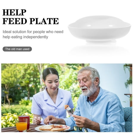 

Yuangui Scoop Plate Silicone Bowl with Suction Base for Disabled Adults (White)