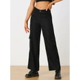 thumbnail image 2 of DARING DIVA Women's Cargo High Waisted Baggy Wide Leg Pockets Pants L Black, 2 of 6