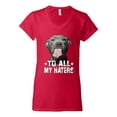 thumbnail image 2 of Wild Bobby, Pitbull to all Haters Funny, Animal Lover, Women Standard V-Neck Tee, Red, XX-Large, 2 of 4