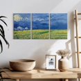 thumbnail image 3 of Elephant Stock Wheatfields Under Thunderclouds Wall Art - Horizontal Multi Panel Canvas - Living Room Wall Decor - Nature Multi Panel - Blue And Beige Decor By Vincent Van Gogh - 26" x 12", 3 of 8