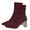 Wine, variant on Khaki Feminine Casual Winter Solid Color Flying Woven Stretch Knitted Toe Socks Boots Thick Heel For Daily Activities