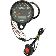 Drag Specialties Programmable Mini Electronic Speedometer with Odometer/Tripmeter   2.4in. - Matte Black/Black Face 2210-0257