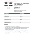 thumbnail image 2 of Front Brake Pad Set - Compatible with 1998 - 2000 Volvo S70 1999, 2 of 2