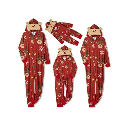 

Matching Pajamas for Family Holiday Onesies Pajamas Sets Elk Antler Hooded Romper Pjs Zipper Jumpsuit