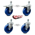thumbnail image 2 of 5 Inch SS Solid Polyurethane ½ Inch Threaded Stem Caster Set 2 Total Lock Brake, 2 of 2