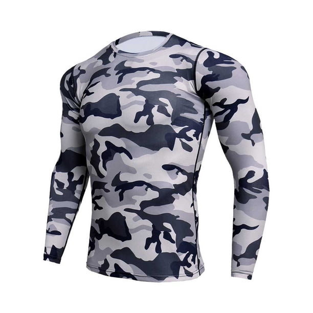 Eigraketly Camisa delgada deportiva de manga larga de estilo informal de diseño Simple para hombre, camisetas estampadas de poliéster con cuello Uniforme atlético Gris negro SG Eigraketly OD028984-17