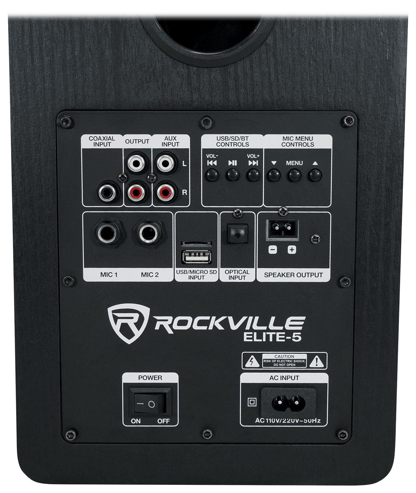 Rockville ELITE-5B Bluetooth Bookshelf Speakers – 800W, 5.25" Drivers, Optical & USB Inputs, Dual Mic Inputs, Black Finish