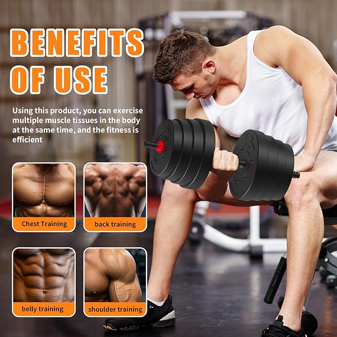 4 in 1 Adjustable Dumbbell Set 90LB for Women & Men, Convertible Free Weights for Home Gym, All-in-One Fitness Equipment as Kettlebell, Barbell, Push-Up Bar for Full Body Workout, Space Saving Design