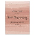 thumbnail image 1 of Darling Souvenir MADE WITH LOVE Personalized Welcome Sign/ Banner, Welcome To Our New Beginning Custom Brush Stroke Wedding, Engagement Party Sign - 18x12, 1 of 5
