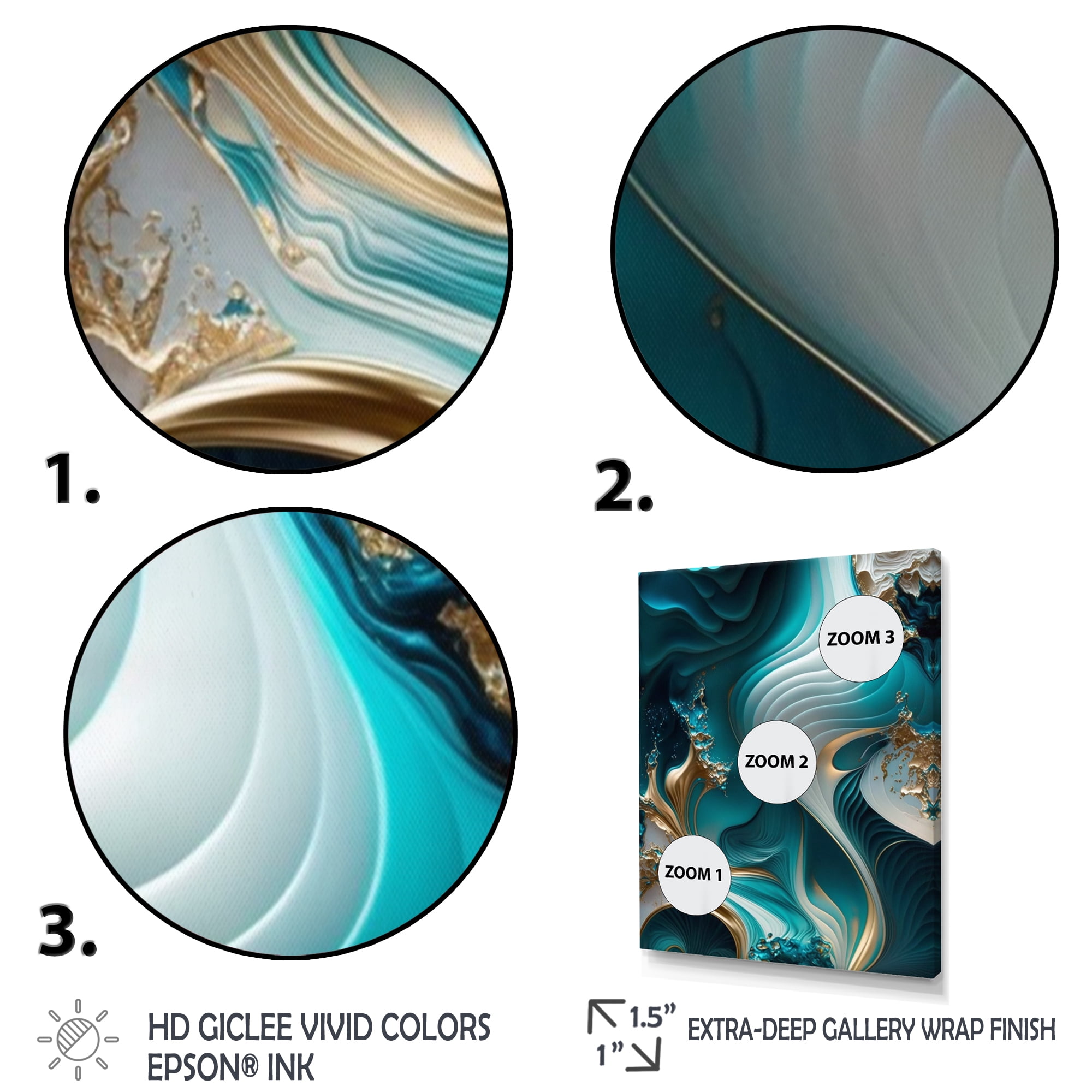 Designart Abstract Geode Turquoise II Canvas Wall Art