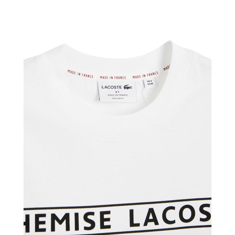 Men's Lacoste White Made In France T-Shirt 7/2XL -