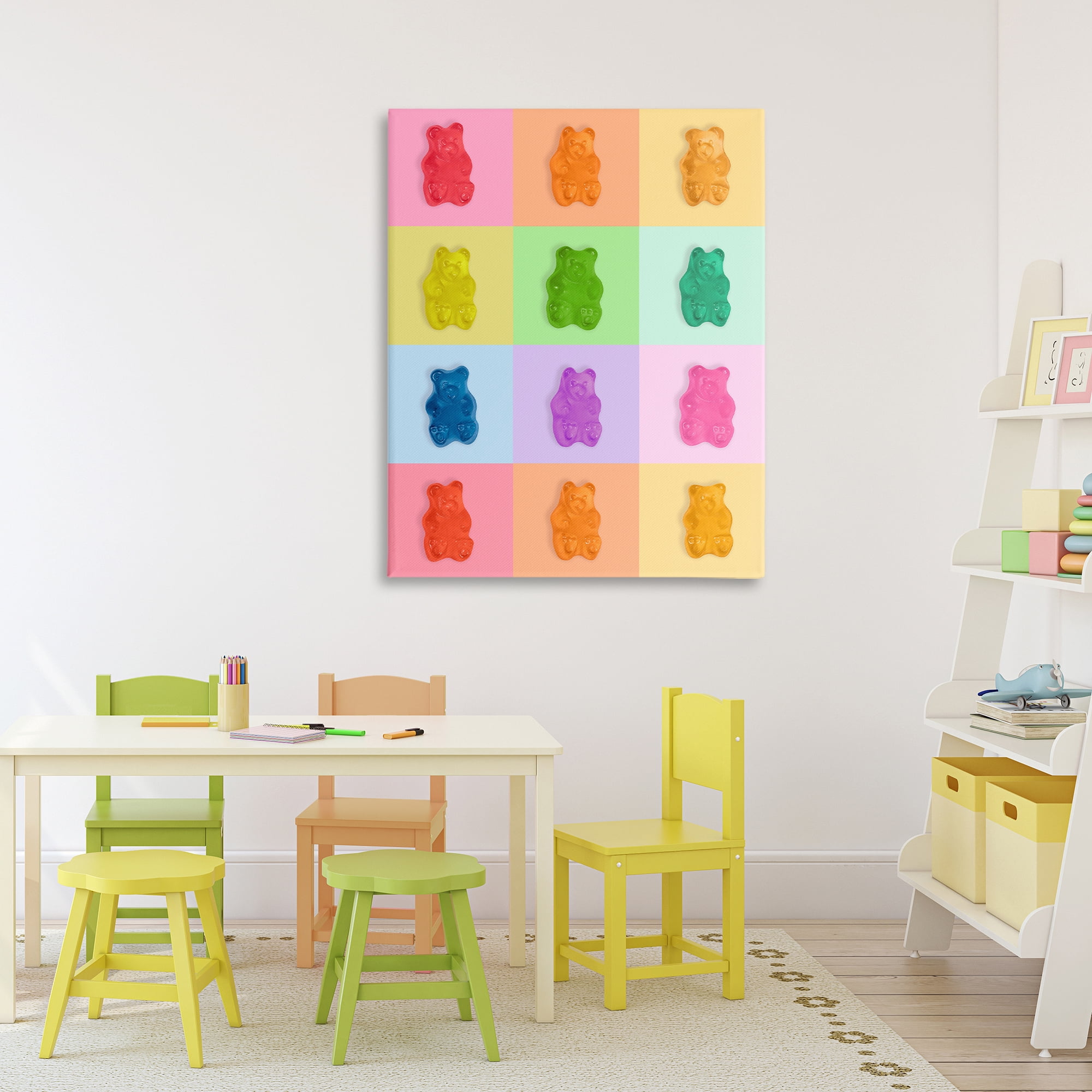 Stupell Industries Rainbow Gummy Bear Candy Grid Canvas Wall Art, design by LISH Creative