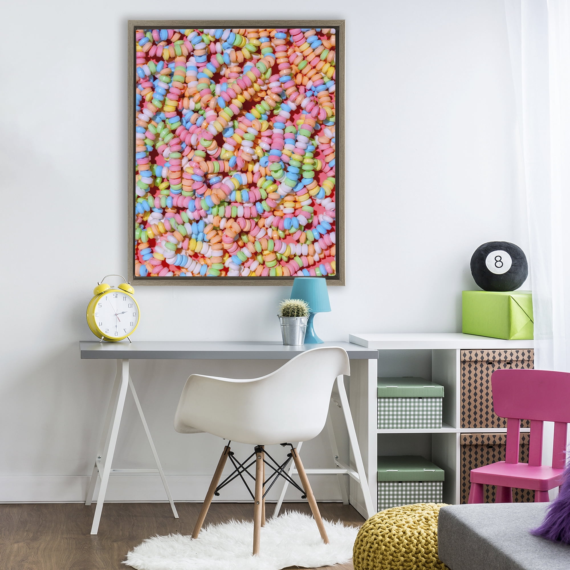 Stupell Industries Pastel Candy Necklace Brown Framed Floater Canvas Wall Art, design by LISH Creative