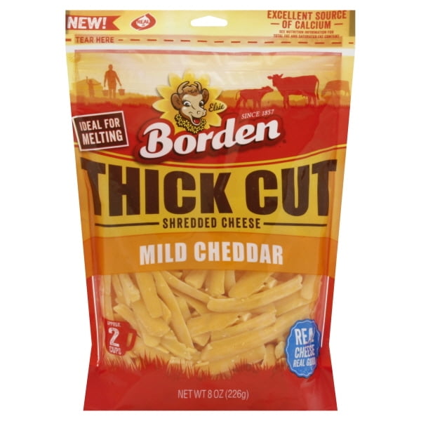 Borden® Thick Cut Mild Cheddar Shredded Cheese 8 oz. Bag