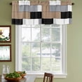 thumbnail image 5 of 2 Panels Brown Grey Geometric Valance for Windows, Modern Black White Abstract Art Light Filtering Kitchen Curtains, Rod Pocket Window Treatment Curtain Valances for Living Room Bedroom, 42"x12", 5 of 9
