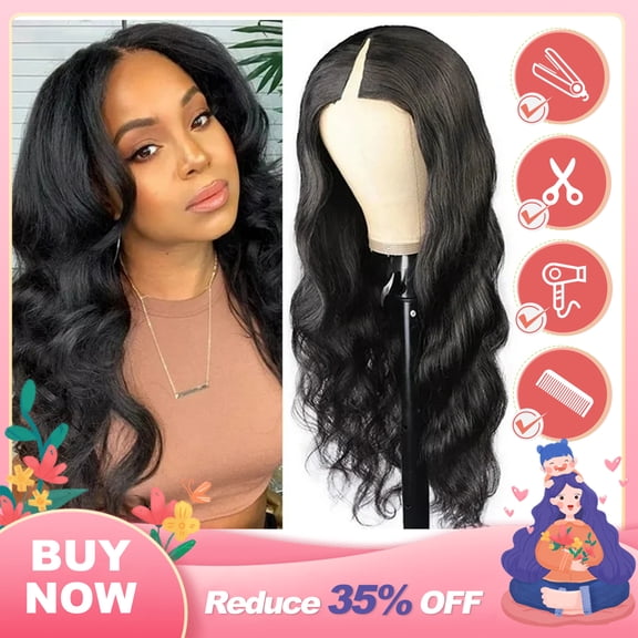 DOPI V Part Wigs For Black Woman Hair Human Hair Wigs Wig Upgrade 22inch 180 Density （80%Synthetic Hair+20%Human Hair）