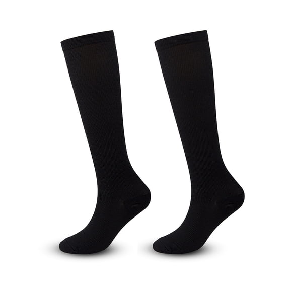 M Buder Compress Socks for Women & Men Knee High Socks Support for Running Athletic Black L/XL