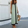 thumbnail image 6 of Summer Womens Dresses Women V-Neck Sleeveless Color Block Spaghetti Strap Vacation-Style Maxi Dress Mint Green S, 6 of 8