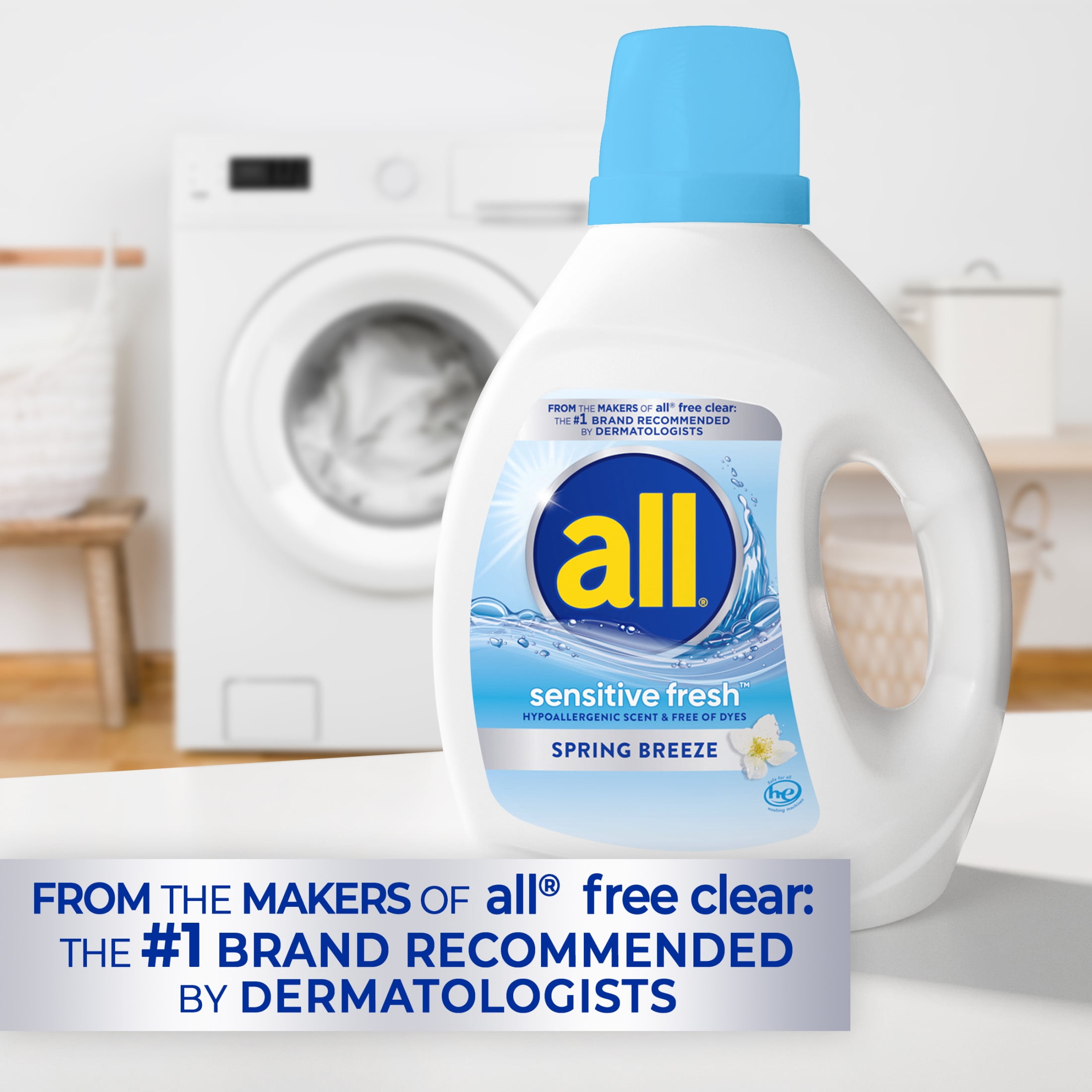 All Sensitive Fresh, Liquid Laundry Detergent, Spring Breeze, 88 oz, 58 Loads