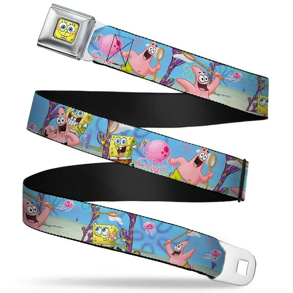 Sponge Bob 3 D Face Close Up Sponge Bob & Patrick Starfish Jellyfishing Seatbelt Belt Standard