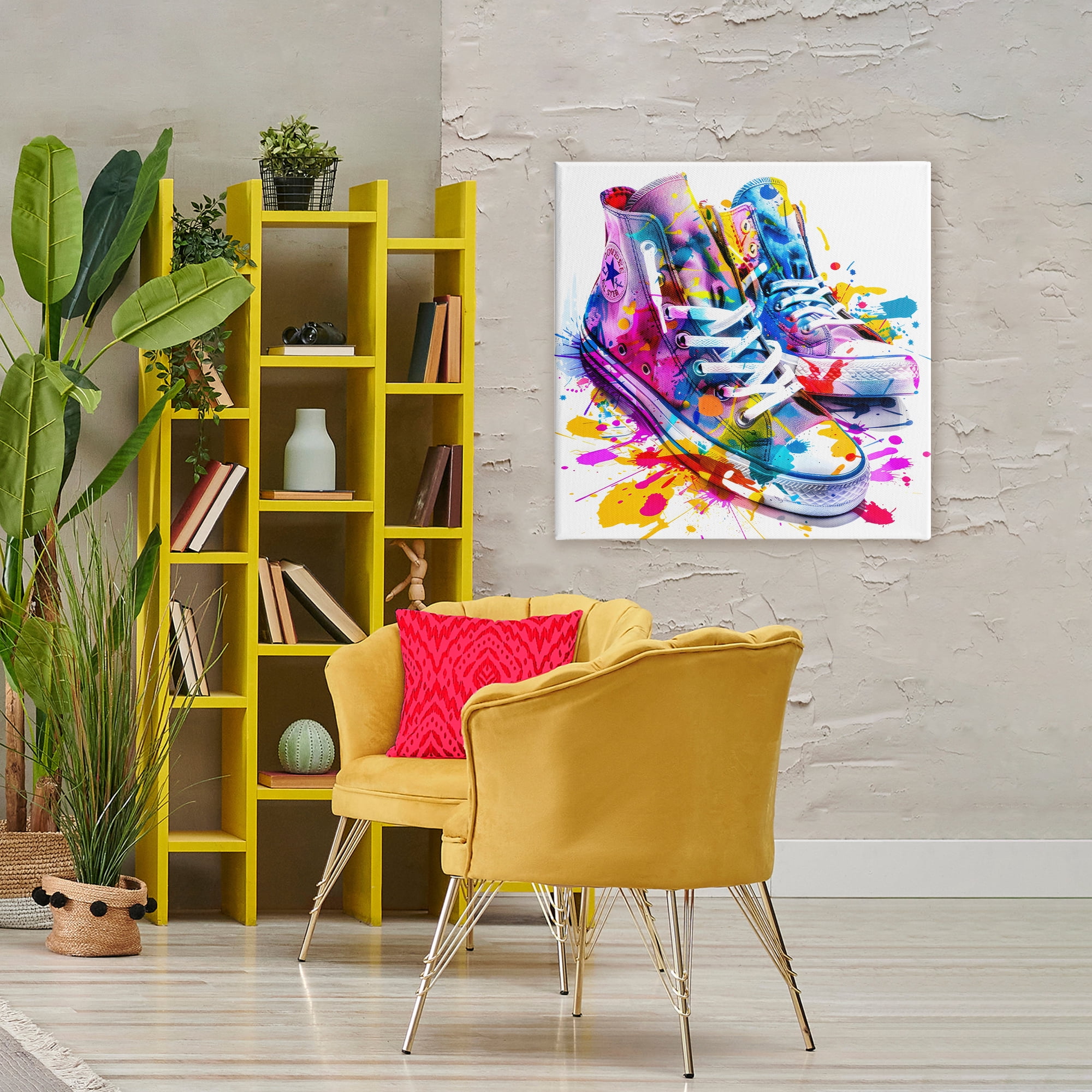 Stupell Industries High Top Sneakers Splash Canvas Wall Art, design by Creative Studio