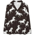 thumbnail image 4 of Top-kevin Women Long Sleeve Pajama Set Comfy Pjs Sets Horses Flowers Pattern 2 Piece Lounge Set, 4 of 12