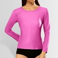 thumbnail image 2 of MIXUE Womens Summer Tops Summer Solid Color Round Neck Long Sleeve Slim Fashion Casual T-shirts Holiday Wear,Pink,L, 2 of 6