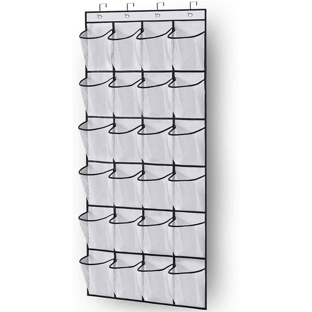 Organizador de zapatos sobre la puerta, zapatero colgante para puerta, soporte organizador de zapatos de gran capacidad (blanco-1 paquete)