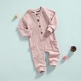 thumbnail image 4 of xiaxaixu Babies Casual Romper, Solid Color Round Collar Long Sleeve Jumpsuit, 4 of 9