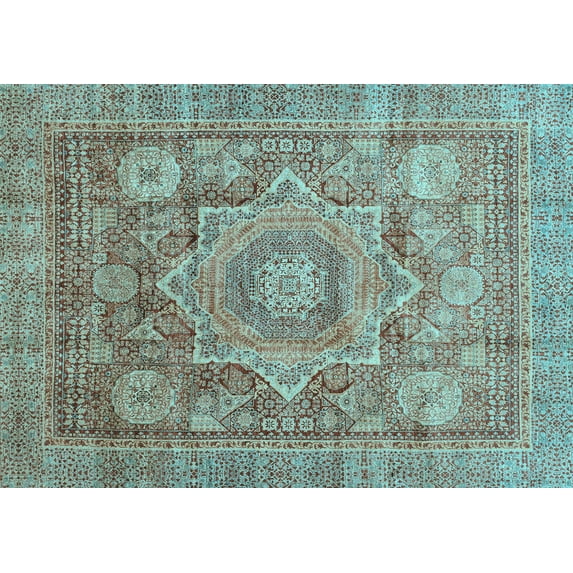 Ahgly Company Indoor Rectangle Abstract Light Blue Modern Area Rugs, 8' x 12'