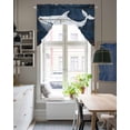 thumbnail image 4 of Summer Blue Whale Swag Valances for Windows, Small Curtains Drapes, Coastal Ocean Vintage Wooden Grain Kitchen Window Curtains Over Sink Window Treatment Valance for Bedroom/Bathroom 56"x36", 4 of 5