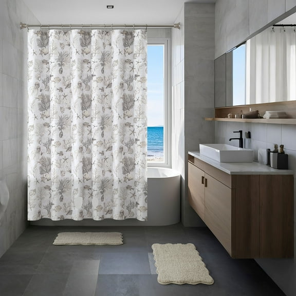 Mainstays Coastal Stone Shower Curtain (Set of 15)