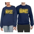 thumbnail image 2 of Wild Bobby, The Best Hubby in the Galaxy The Best Wifey in the Universe, Matching Couples Crewneck Sweater, Navy, Mens L-Womens XL, 2 of 3