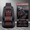 thumbnail image 4 of TIANLAIMEI Car Seat Covers Full Set Leather Front and Rear Bench Backrest Seat Cover Set Universal Fit for Auto Sedan SUV Truck Black/Brown, 4 of 9