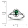 thumbnail image 2 of White Sterling Silver Ring Band Gemstone (05) May Emerald, Lab Created Oval Green Diamond Round, 2 of 2