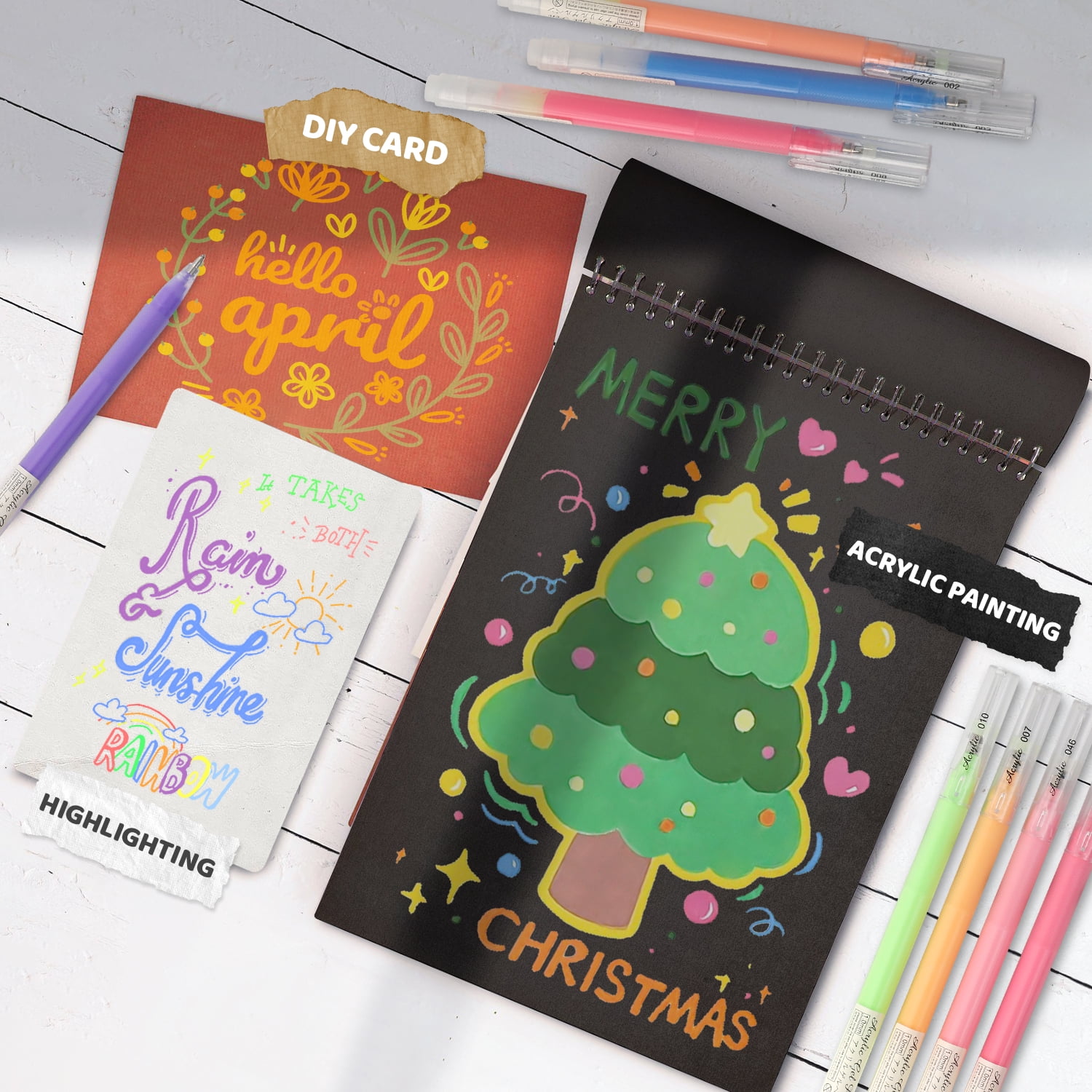 ZSCM Black Paper Sketchbook & 24 Colors Acrylic Gel Pens for Drawing, 1mm Fine Point Acrylic Ink Pen for Black Paper, Sketching, Illustration, Card