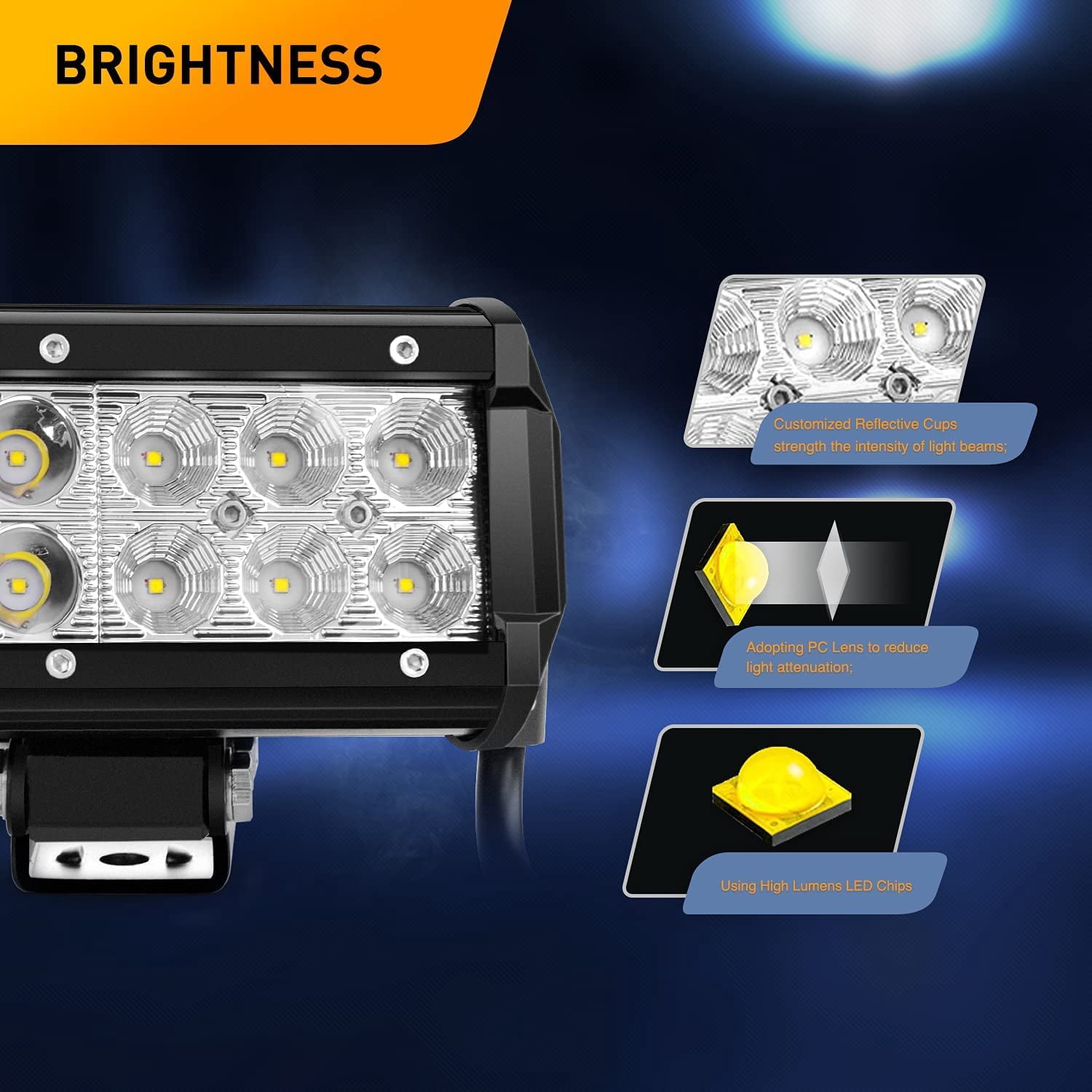 Waywe 12Inch 72W Led Light Bar 2PCS 4 Inch 18W LED Pods Led Driving Fog Lights with 16AWG Off Road Wiring Harness-3 Leads for Truck Golf Cart SUV ATV UTV Boat