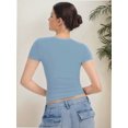 thumbnail image 5 of Women's short Sleeve Short Sleeve Tops Square Neck T Shirts Fitted Basic Tee, 5 of 5