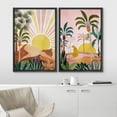 thumbnail image 3 of IDEA4WALL Framed Canvas Print Wall Art Set Sunlight Over Tropical Jungle Cheetah Cat Digital Art Decorative Bohemian Colorful Chic Artwork for Living Room, Bedroom, Office - 24"x36"x2 Black, 3 of 5