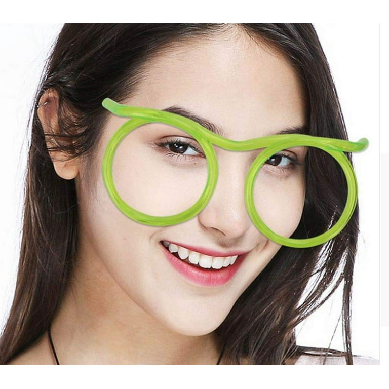 8 packs Novelty Flexible Glasses Silly Drinking Straw Glasses For