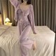 thumbnail image 4 of Solid Color Pajamas Sets Womens Outfit Strap Top Long Short Pants Sleepwear Suit Girl Spring Summer Comfotable Home Clothing XXL, 4 of 4