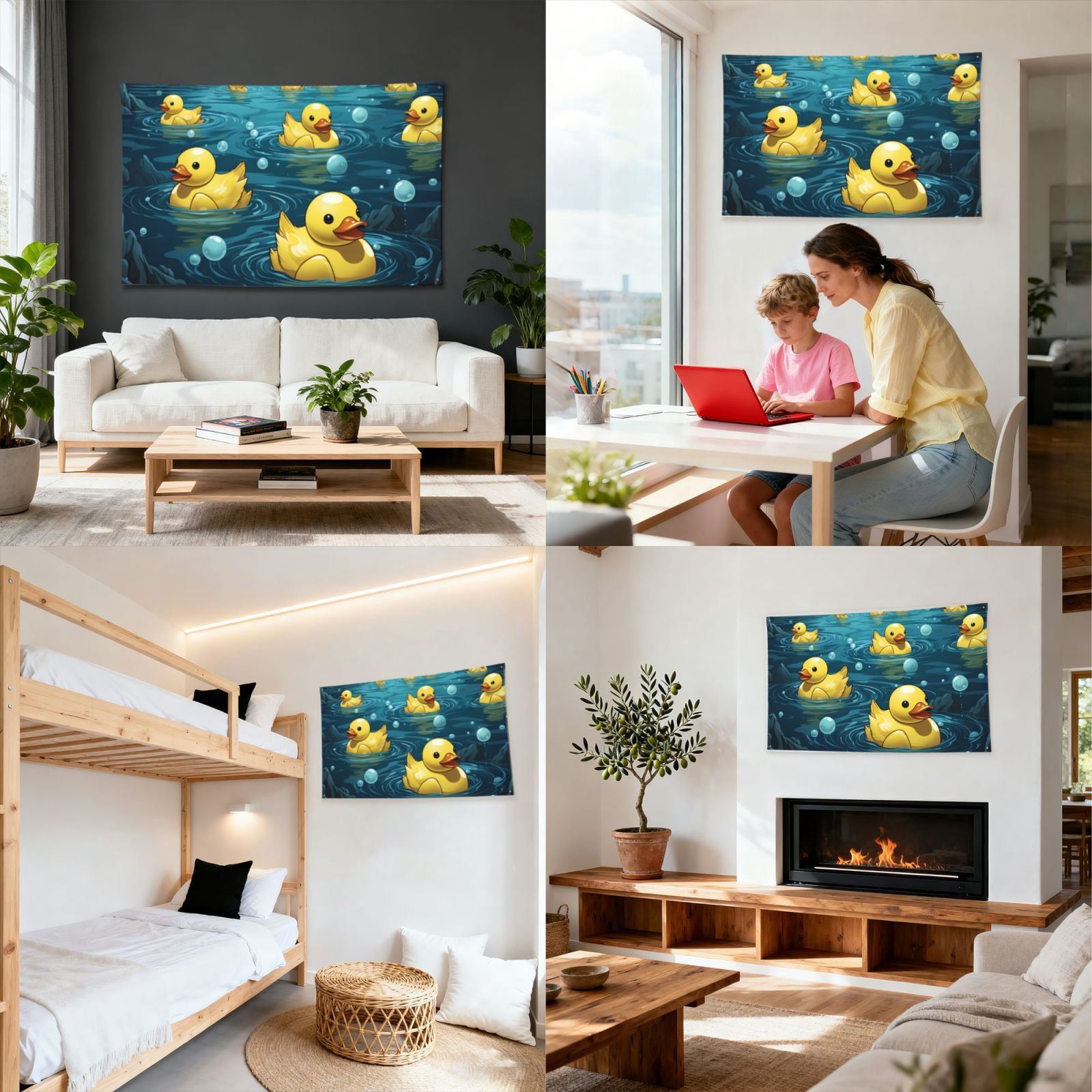 Rubber Duck Cool Yellow Ducks Four Hole Decorated Banner Flag for Garden Yard Home Decoration Indoor Outdoor 4x6 Ft