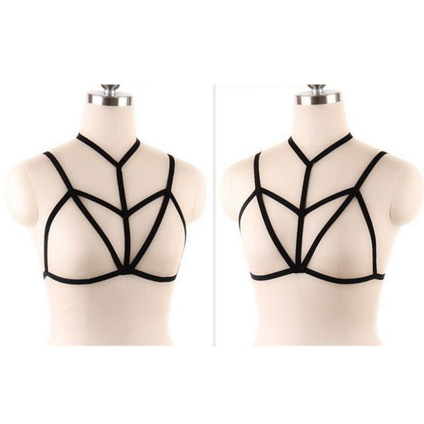  Womens Strappy Harness Hollow Out Cage Bra Cupless Lingerie for  Women Girls Supplies Lace Unpadded Bralette Crop Top D - Black: Clothing,  Shoes & Jewelry