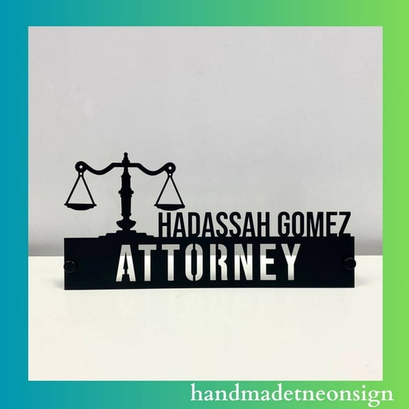 Handmadetneonsign Lawyer Metal Nameplate, Law Office Desk Nameplate, Desk Name Plate Decor 47283