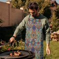thumbnail image 4 of Brown Traditional Tile Pattern Apron-Garden Aprons for Women with Pockets-Cotton Linen Waterproof Kitchen Cooking Gardening Aprons Adjustable for Kitchen,Cooking,BBQ and Salon 33x27 Inch, 4 of 7