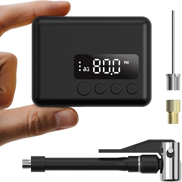 Mini Bomba Eléctrica para Bicicleta (130 PSI Máx.) con Parada Automática y Pantalla LED, Inflador Portátil de Carga Rápida para Válvulas Presta y Schrader, Ideal para Ruta, MTB y E-Bike
